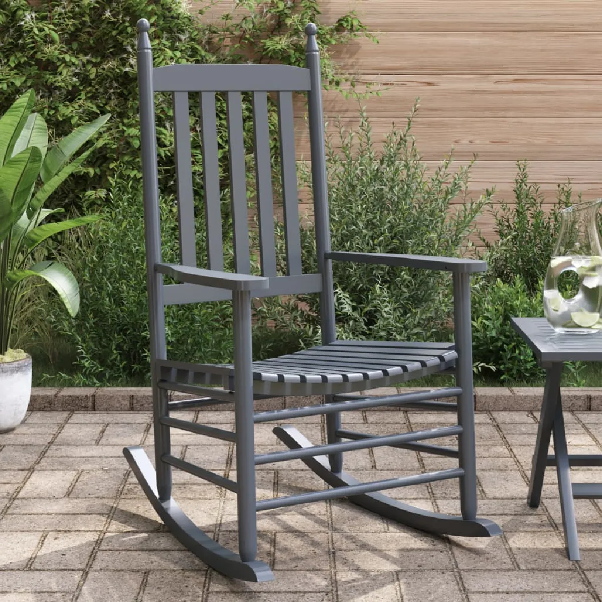 vidaXL Chaises à bascule en bois de peuplier gris
