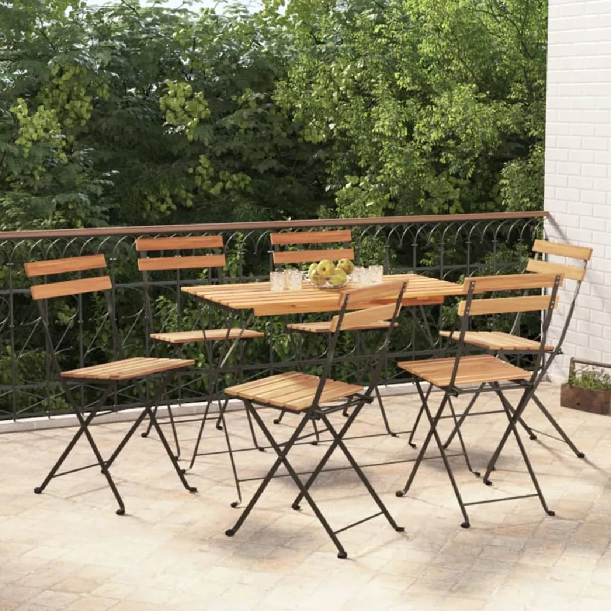 vidaXL Chaises de bistrot pliantes Bois de teck solide - vue 2