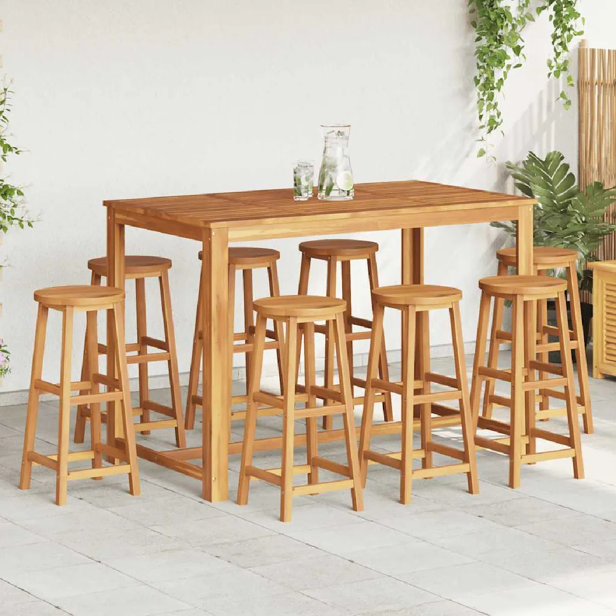 vidaXL Tabourets de bar - Ensemble de 8 - Bois d'acacia