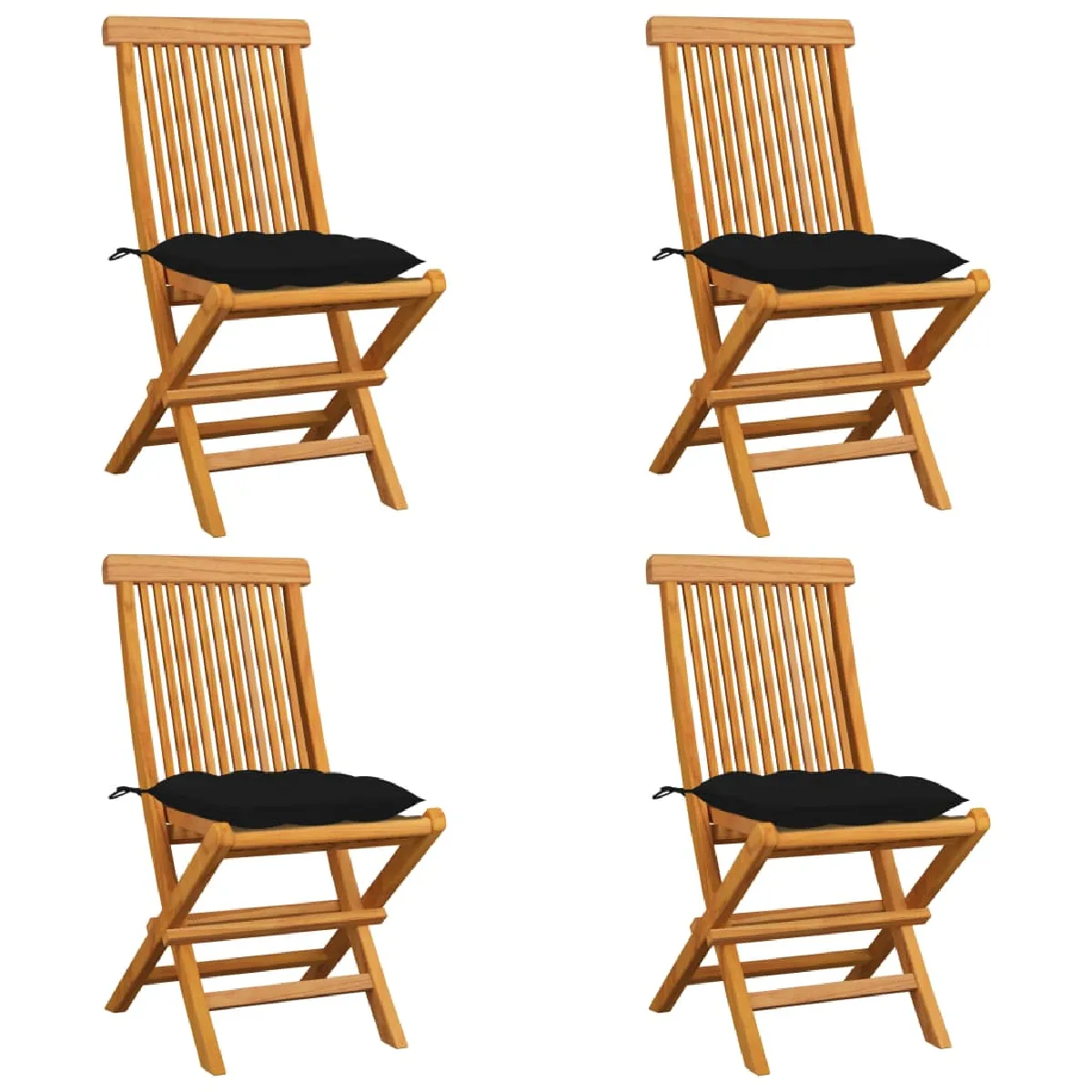 vidaXL Chaises de jardin pliables avec coussins Lot de 4 - vue 2
