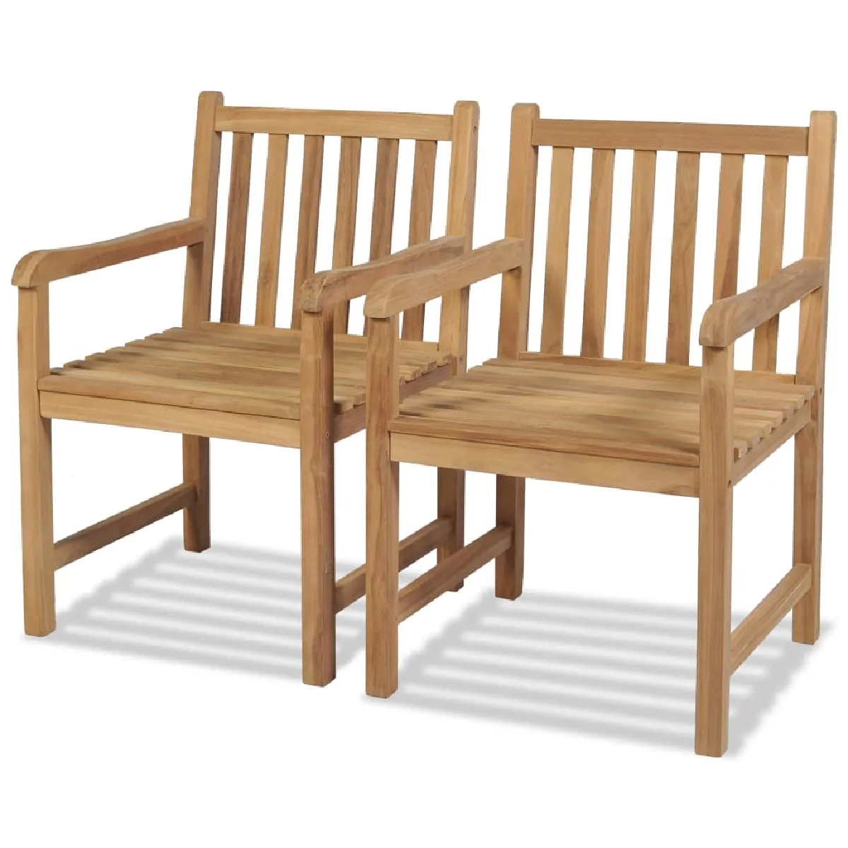 vidaXL Chaises d'extérieur lot de 2 Bois de teck solide - vue 1