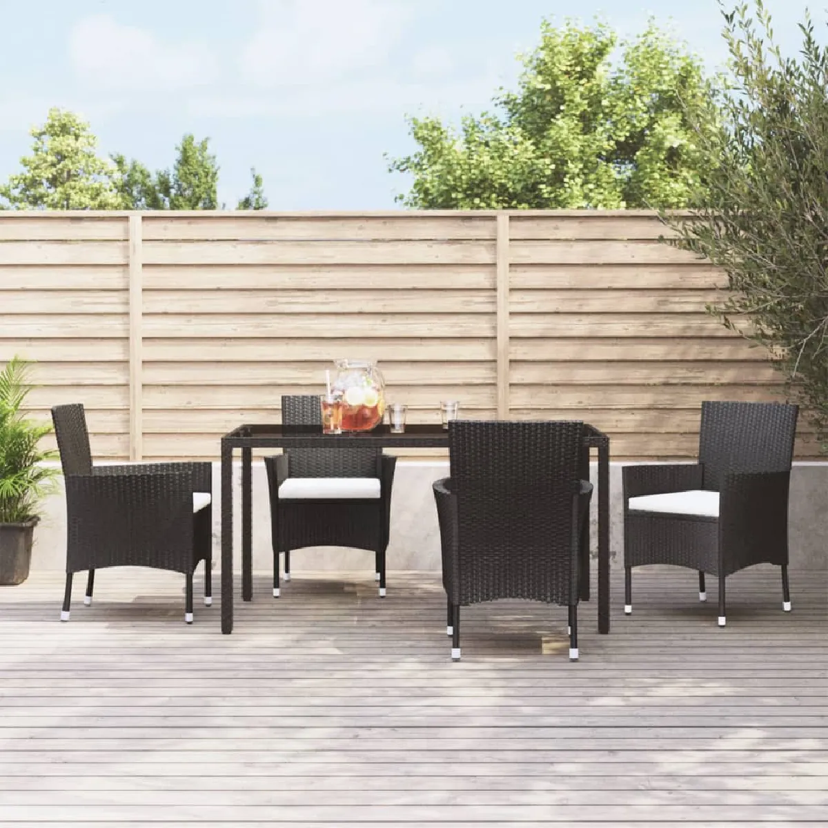 vidaXL Chaises de jardin avec coussins lot de 4 - vue 2