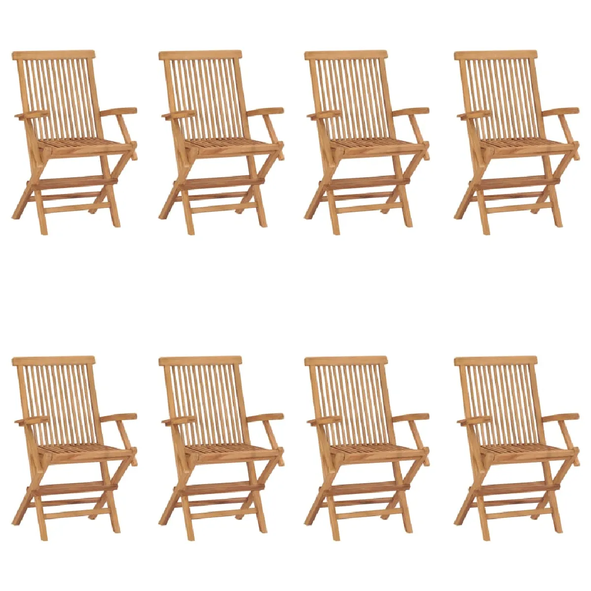 vidaXL Chaises pliables de jardin lot de 8 Teck - vue 2
