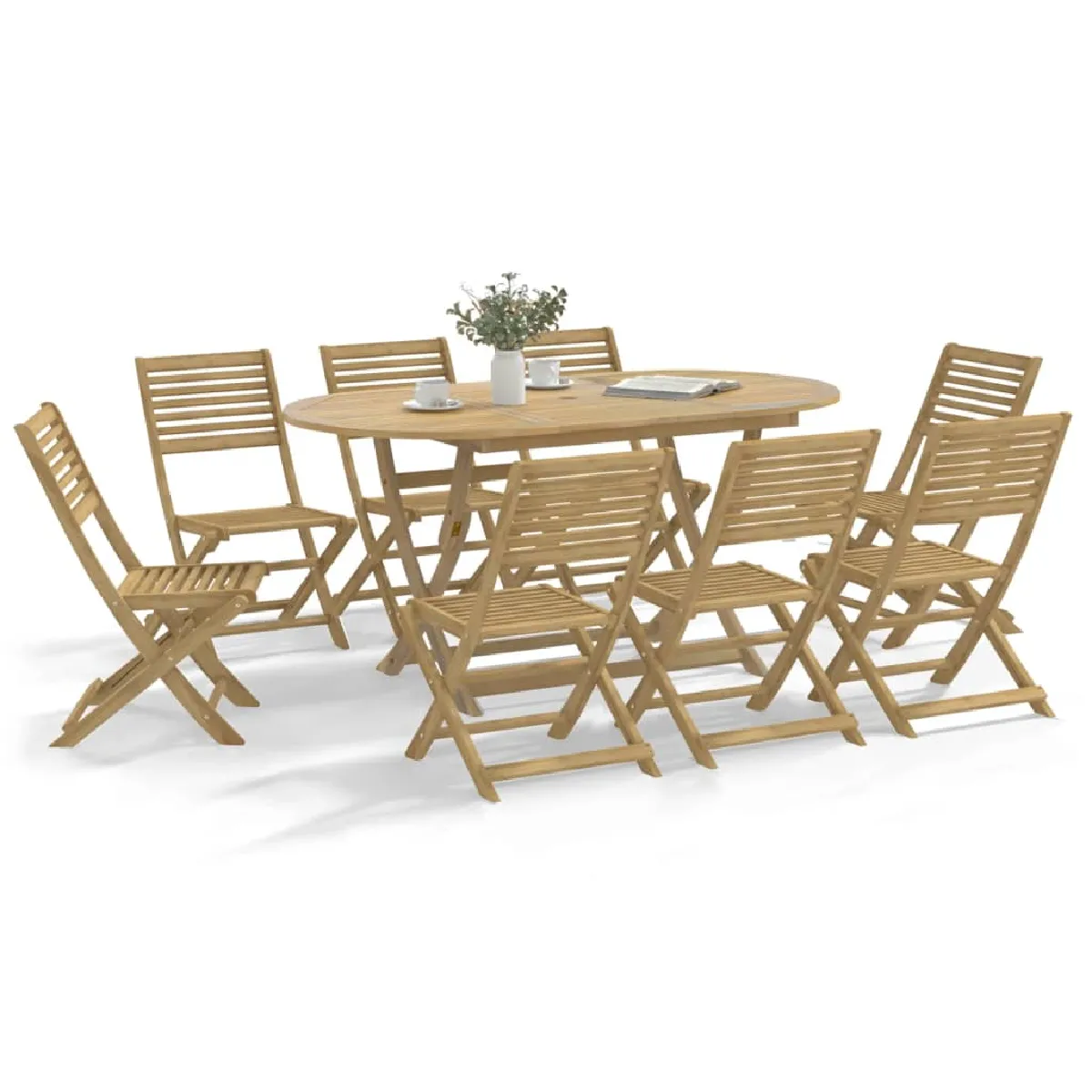 vidaXL Chaises pliables de jardin lot de 8 bois massif d'acacia chaise de jardin en bois chaise pliable meuble 3214229 - vue 8