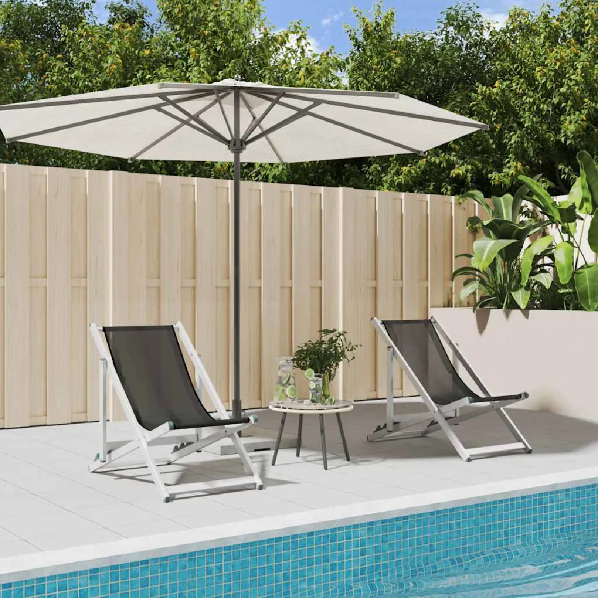 Non Communiqué Gris Chaises De Plage Pliantes Lot De 2 Aluminium Et Textilène - Image 3