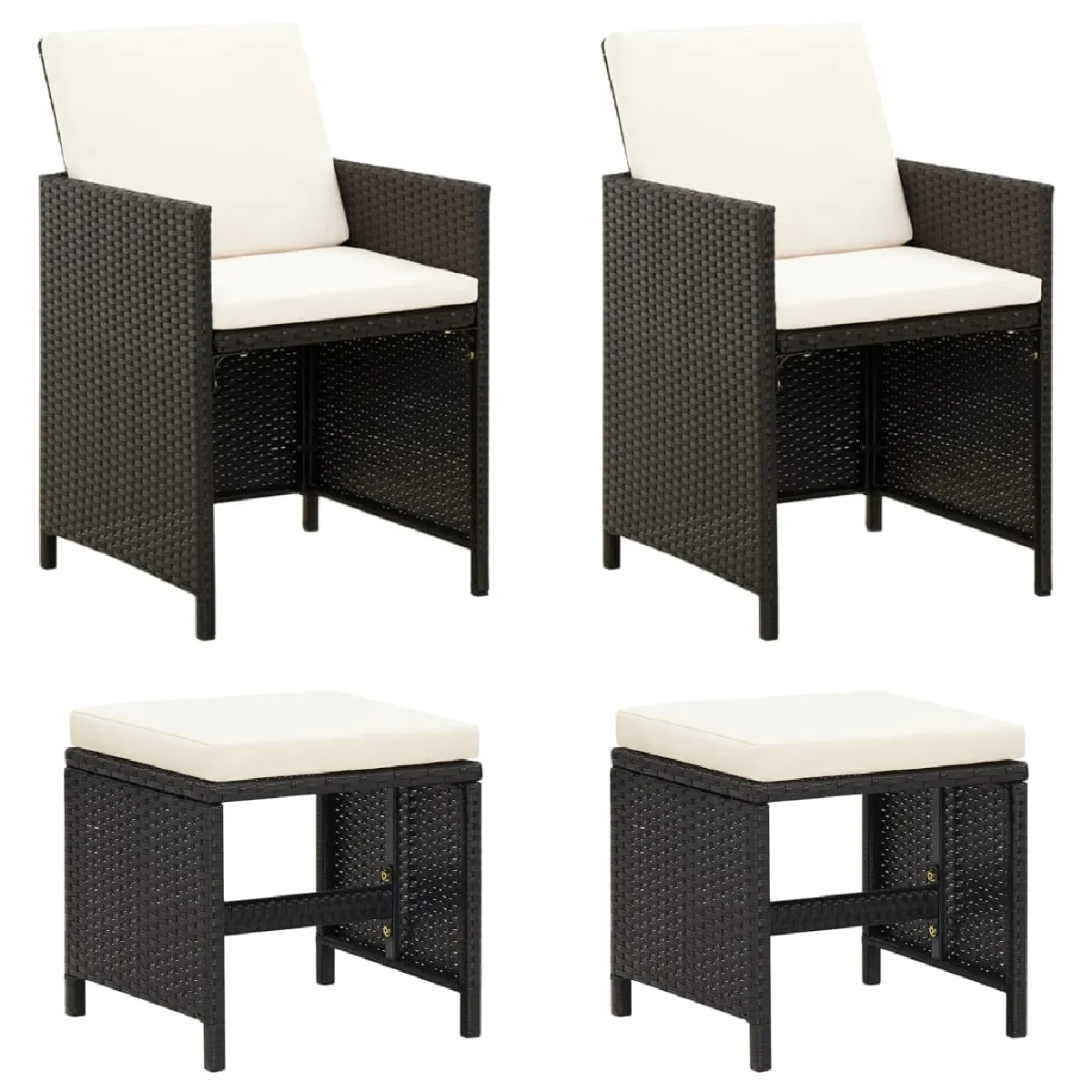 vidaXL Jeu de chaises et tabourets 4 pcs Résine tressée - vue 3