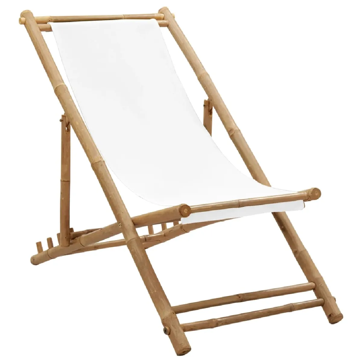vidaXL Chaise de terrasse Bambou et toile - vue 5