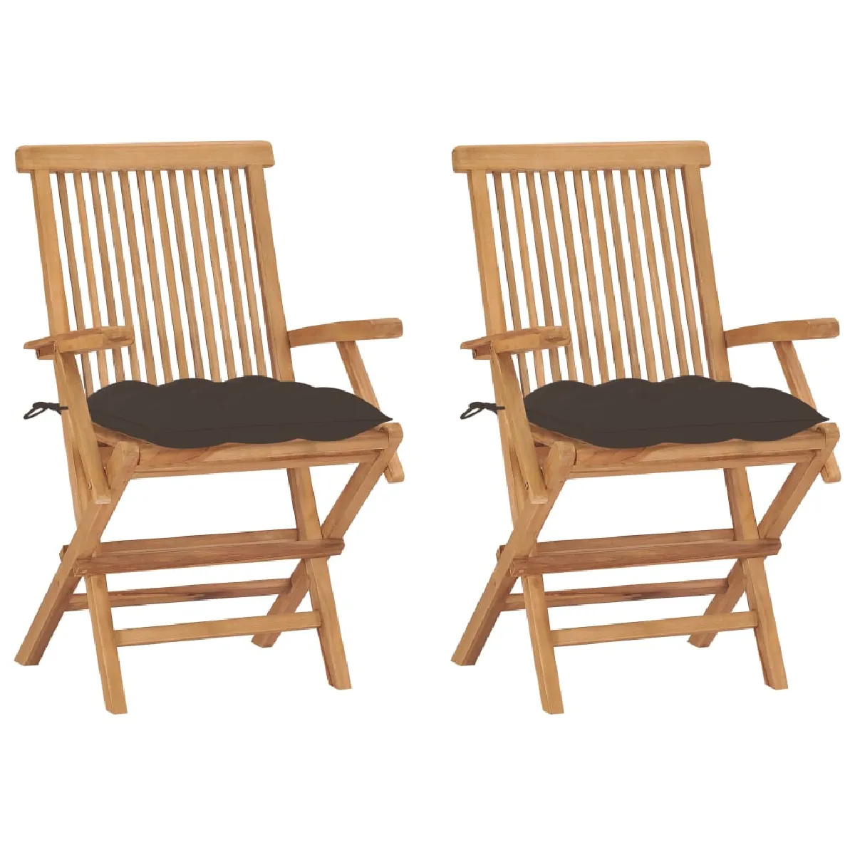 vidaXL Chaises de jardin avec coussins lot de 8 Teck - vue 7