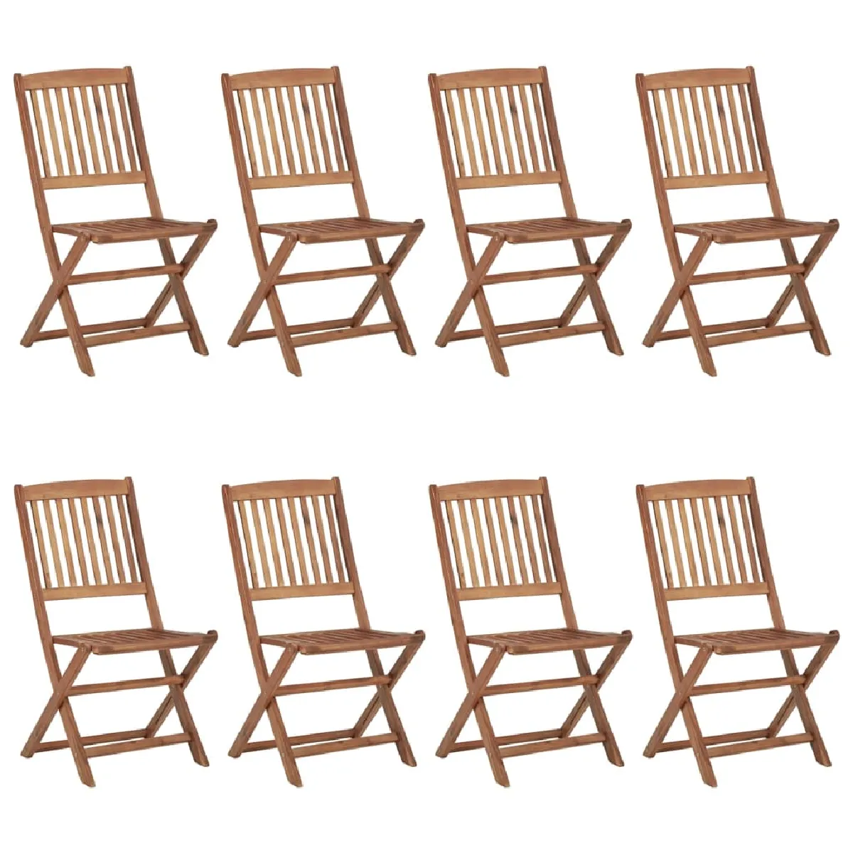 vidaXL Lot de 8 Chaises Pliables d'Extérieur Sièges de Terrasse Chaises de Balcon Meubles de Patio Jardinage Bois 3074939 - vue 2