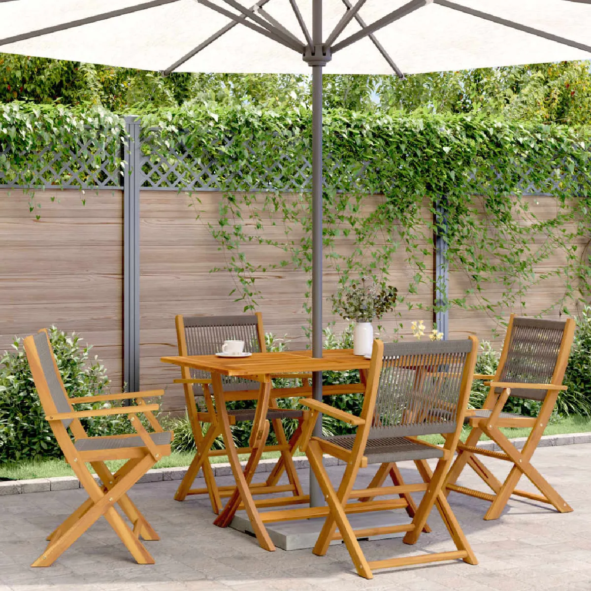 vidaXL Chaises pliables de jardin Acacia massif lot de 4 - vue 1