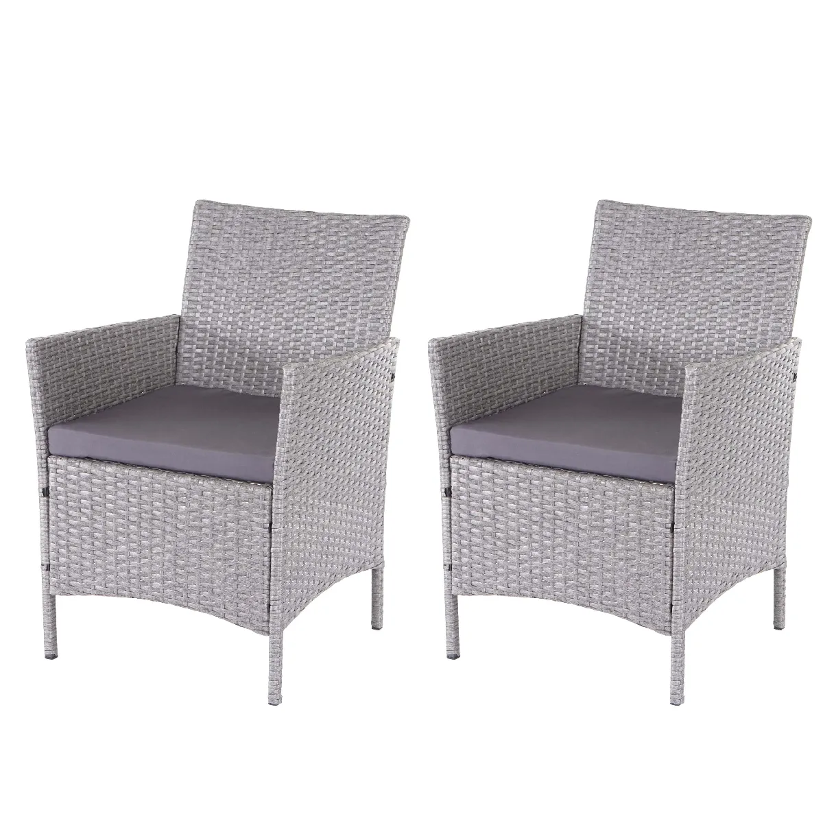 Decoshop26 Lot de 2 fauteuils polyrotin - Gris