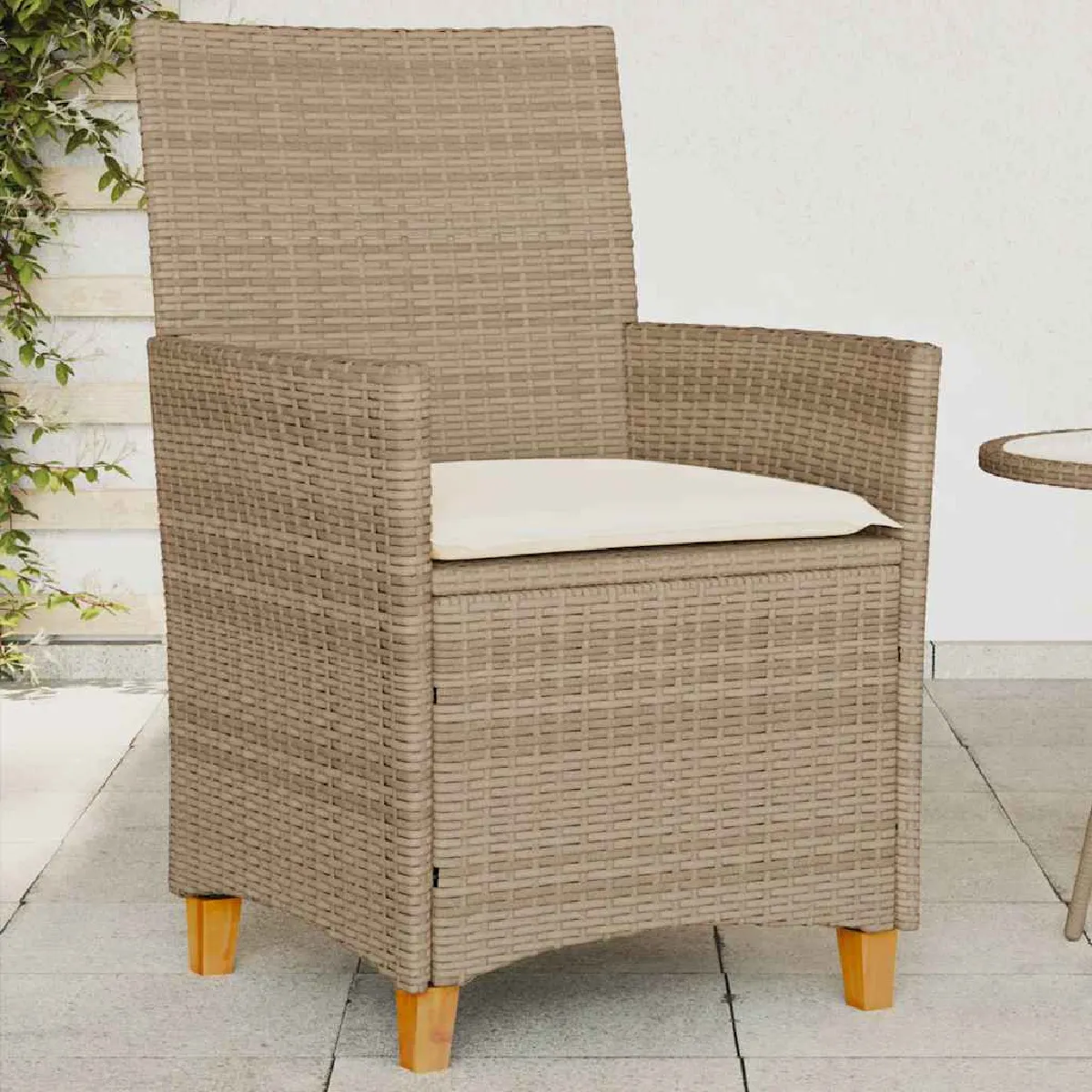 Non Communiqué Beige Vidaxl Lot De 2 Chaises De Jardin Avec Coussins, Sièges Avec Accoudoirs, Fauteuils De Terrasse Patio, Moderne, Résine 368719 - Image 3
