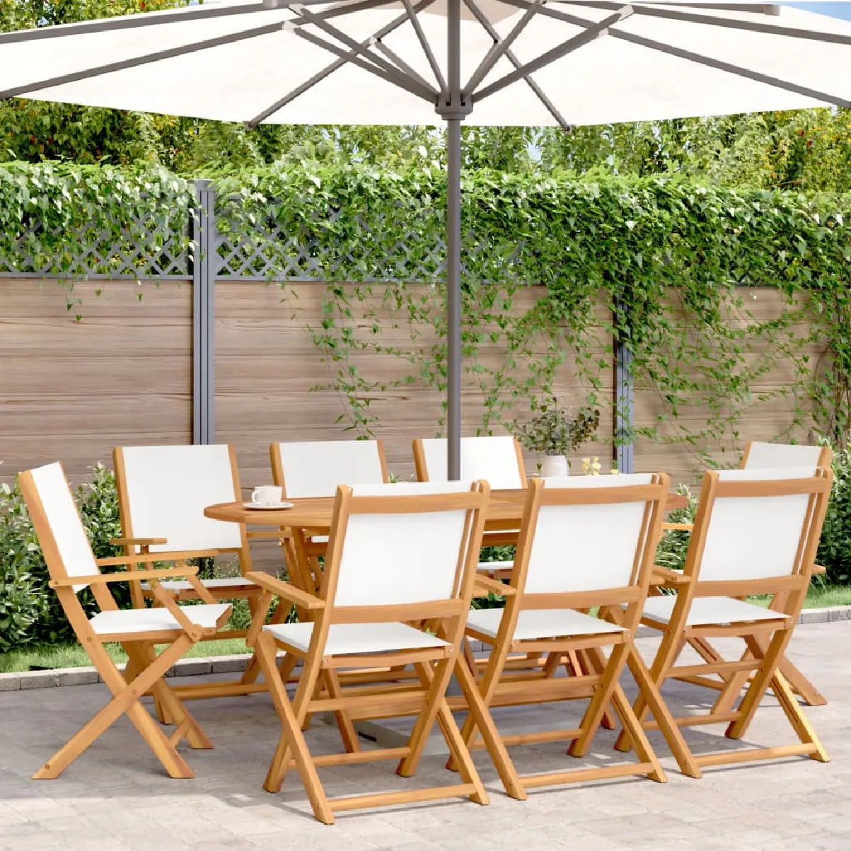 Vidaxl Chaises pliantes de jardin Poly rotin et bois d'acacia lot de 6 - vue 4