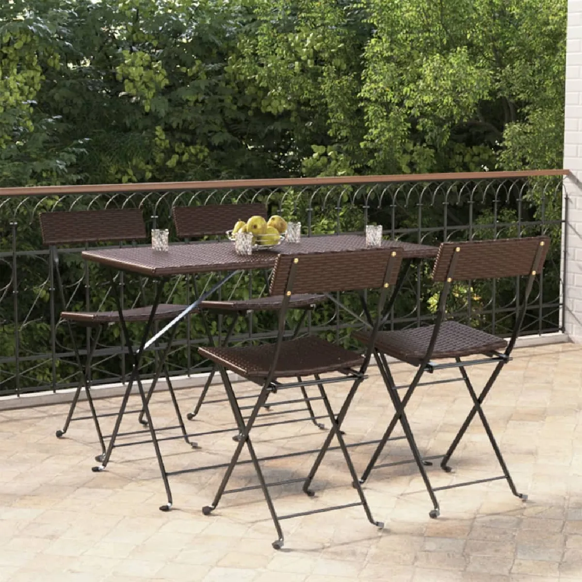 vidaXL Chaises de bistrot pliantes - Résine tressée / acier vidaXL Chaises de bistrot pliantes - Résine tressée / acier