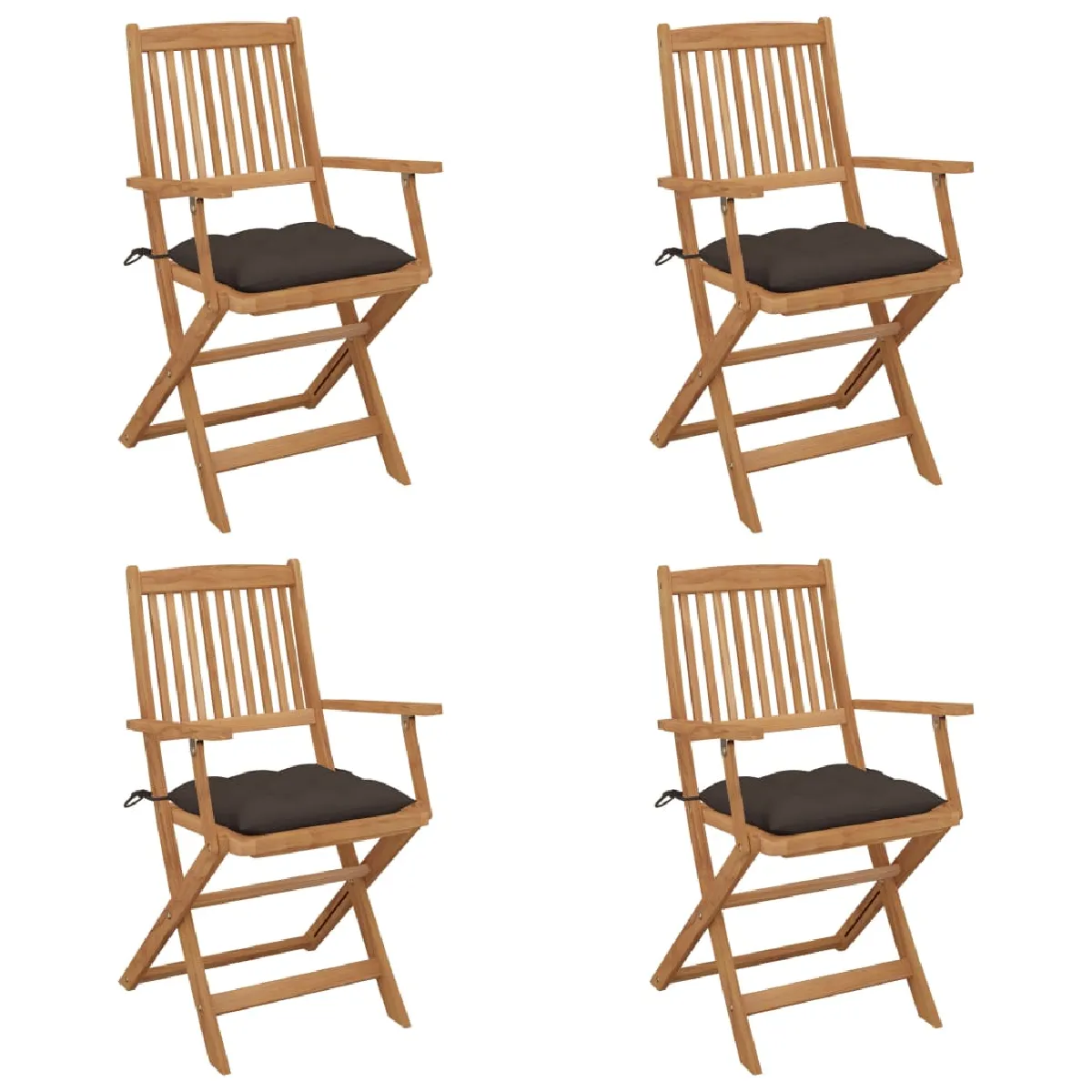 VIDAXL Chaises pliables avec coussins Bois d'acacia - vue 7