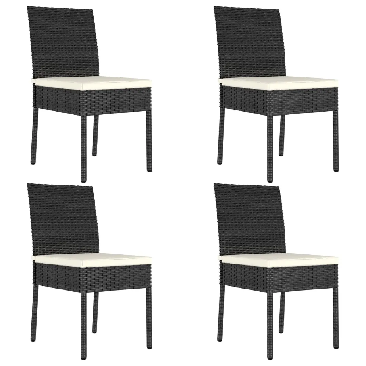 vidaXL Chaises de jardin - Lot de 4 - Résine tressée - Noir vidaXL Chaises de jardin - Lot de 4 - Résine tressée - Noir