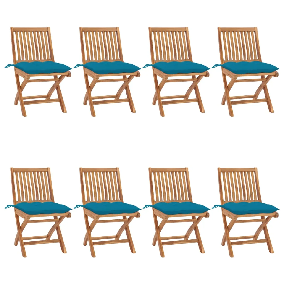 VIDAXL Lot de 4 Chaises pliables avec coussins Teck solide - vue 3