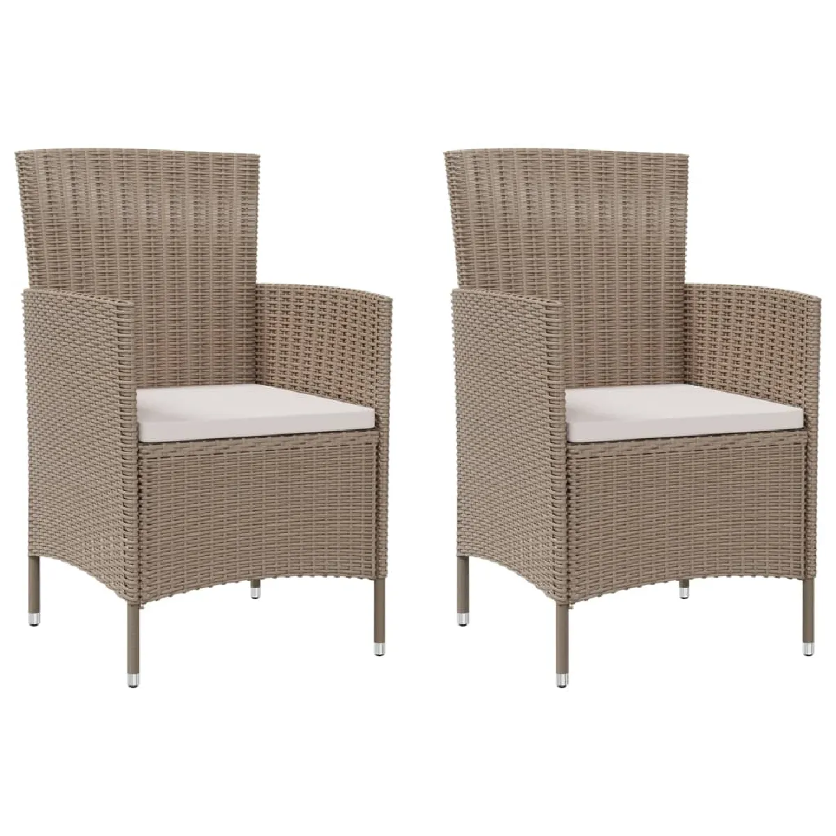 vidaXL Chaises de jardin avec coussins lot de 2 - Résine tressée Beige