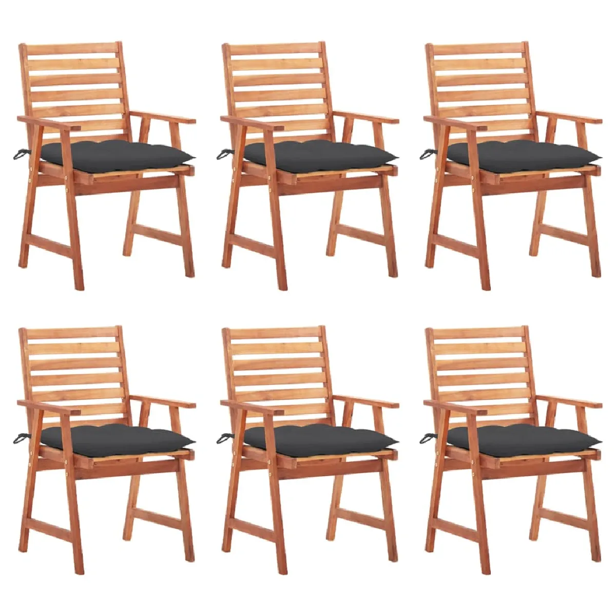 vidaXL Chaises à manger d'extérieur avec coussins Lot de 6 - vue 2