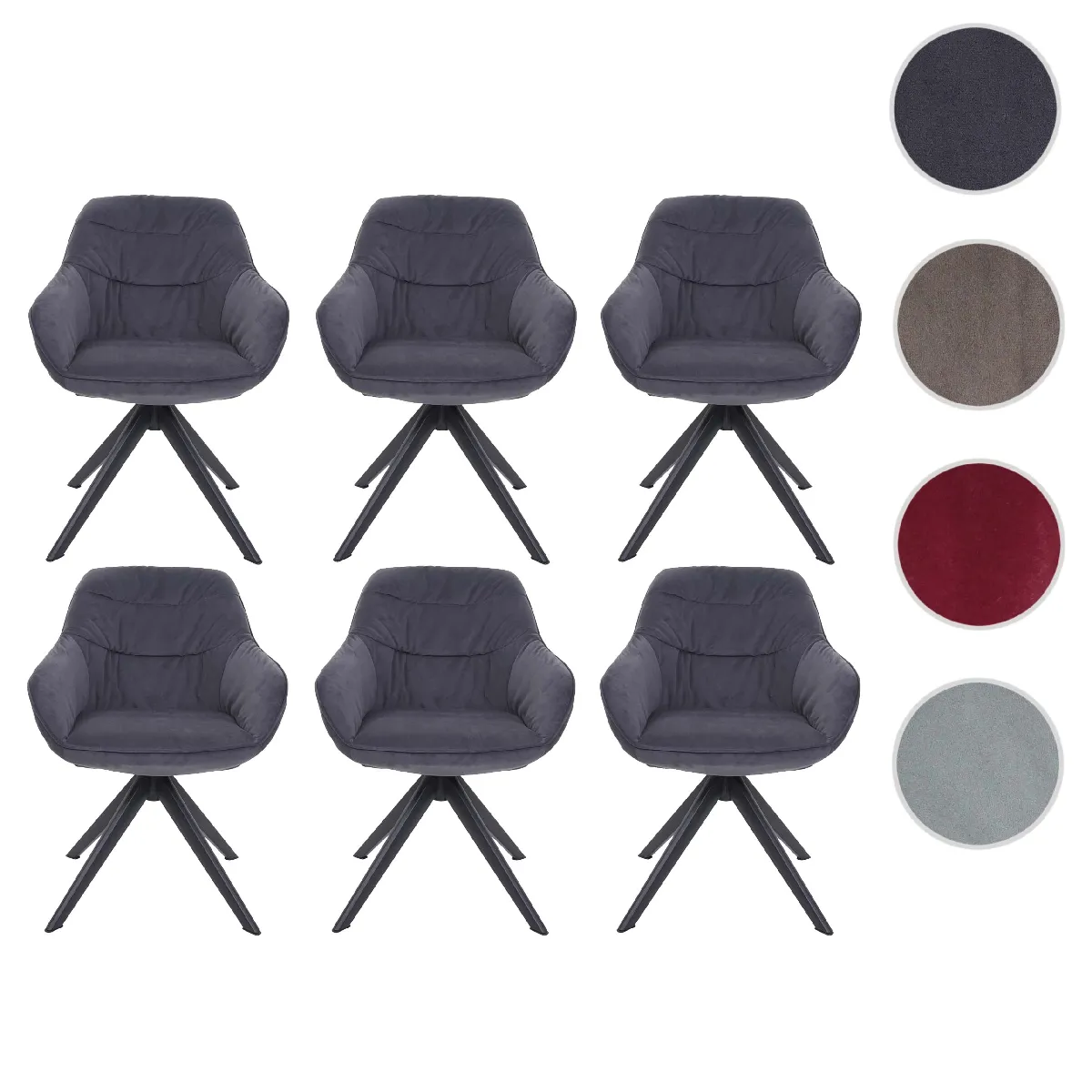 Mendler Gris Lot De 6 Chaises Hwc-K28