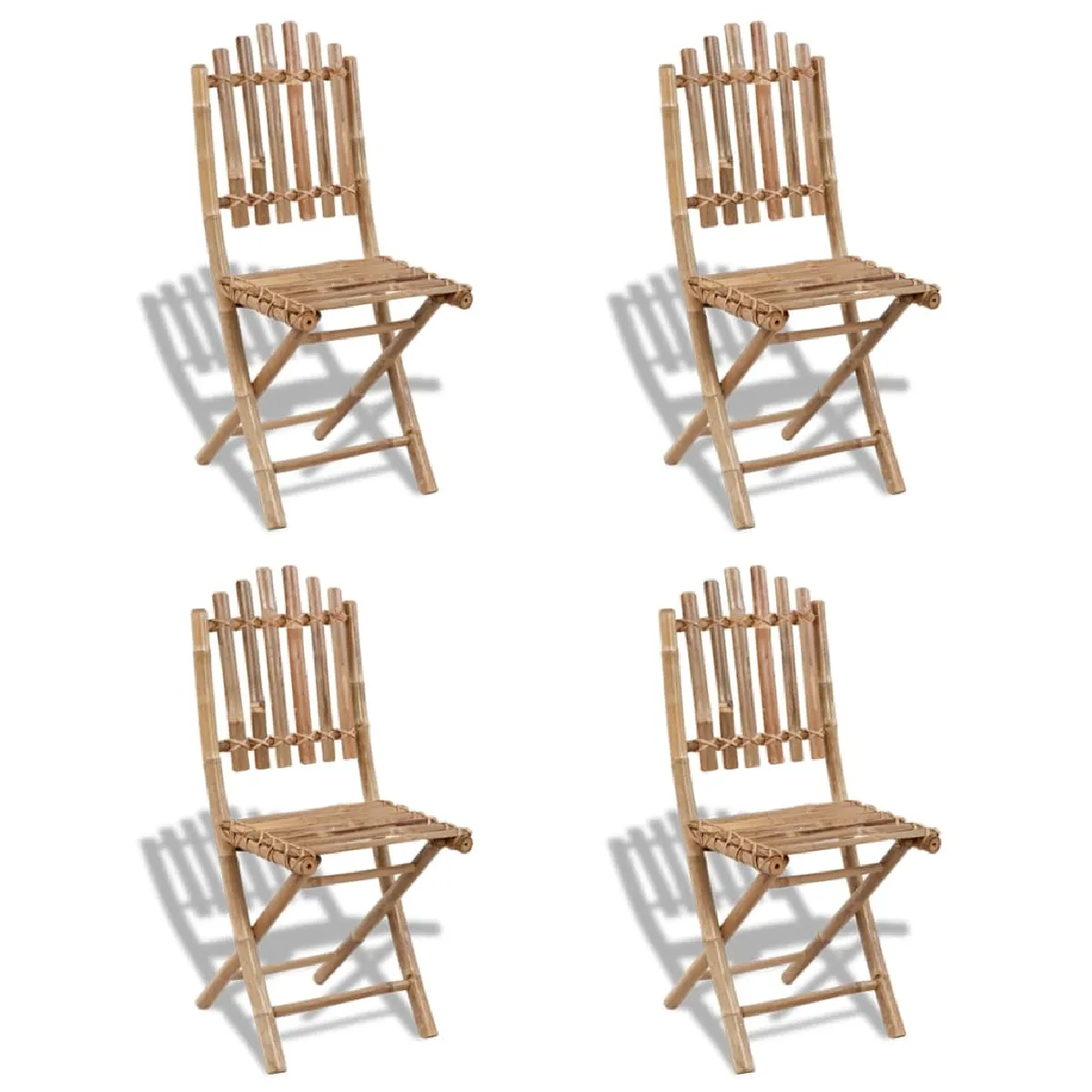 vidaXL Chaises pliables de jardin lot de 4 43x54x88 cm bambou chaise pliable meuble d'extérieur chaise à manger meuble 3278517