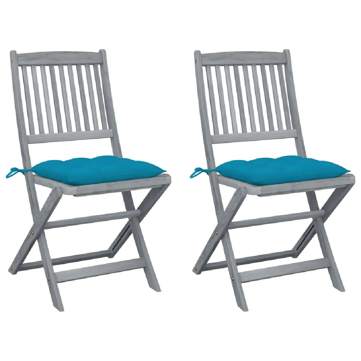 vidaXL Chaises pliables d'extérieur avec coussins Acacia Lot de 2