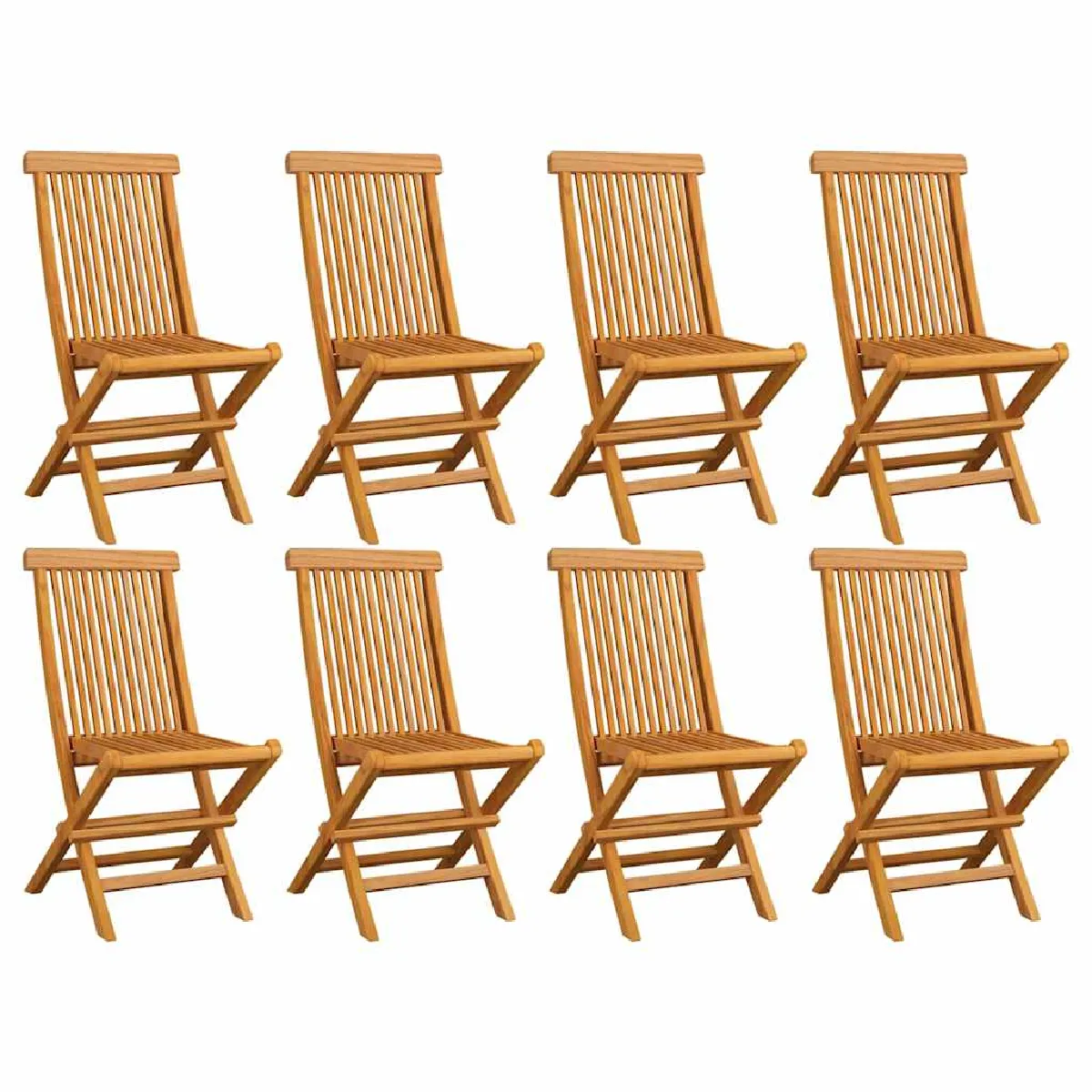 Non Communiqué Marron Chaises De Jardin Pliables Lot De 8 Bois De Teck Massif - Image 3