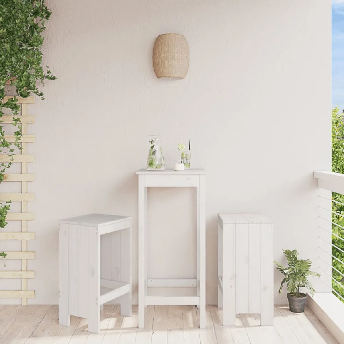 vidaXL Tabourets de bar blanc