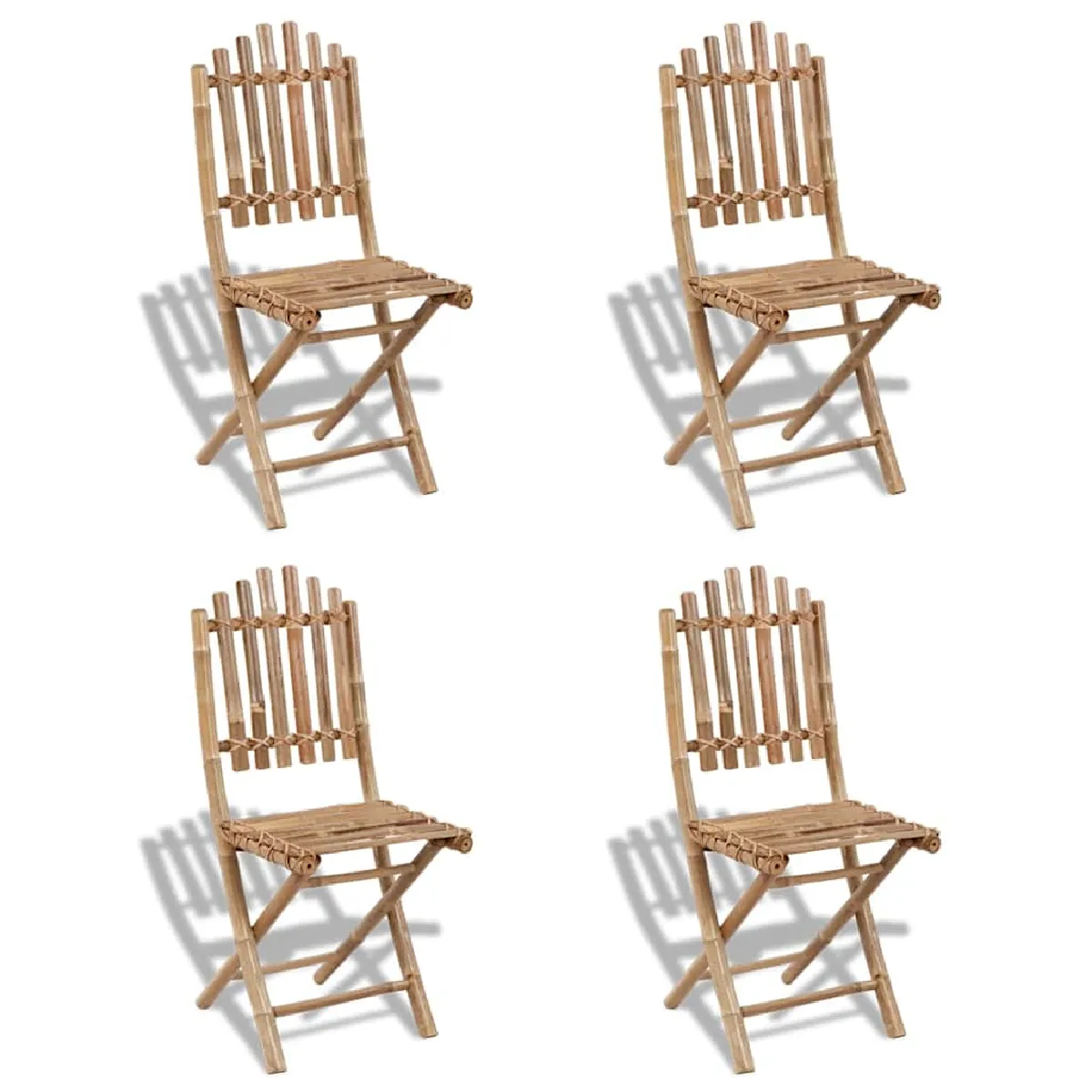 Vidaxl Chaises Pliables - Lot De 4 - Bambou