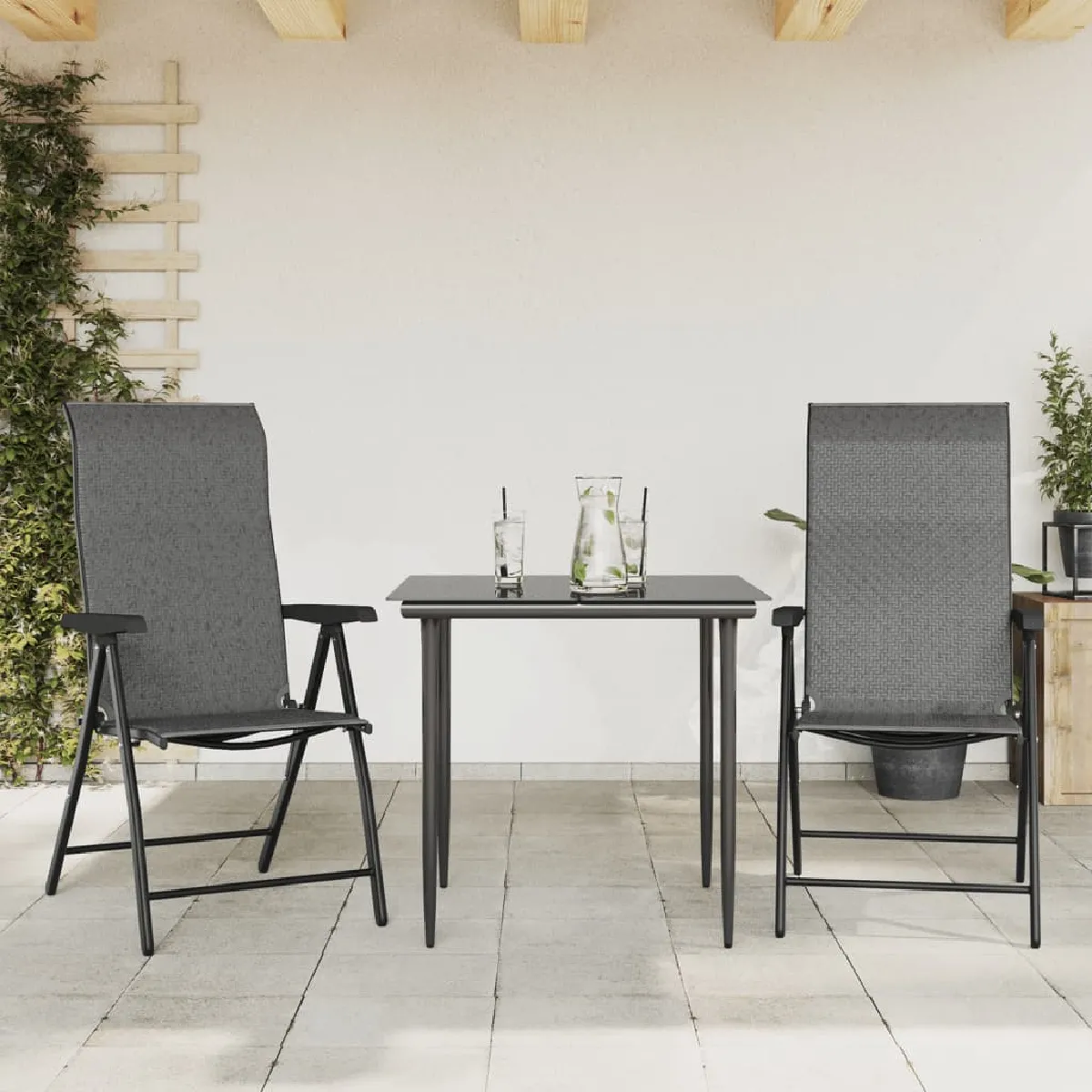 vidaXL Chaises pliables de jardin - Lot de 2 - Gris