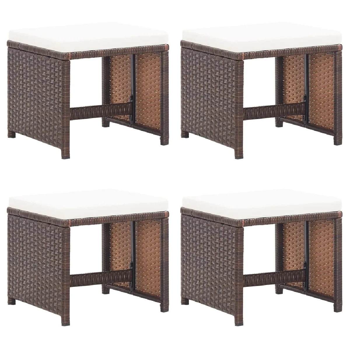 vidaXL 4x Tabourets de Jardin avec Coussins Repose pieds de Patio Tabourets de Terrasse Repose pieds d'Extérieur Résine 316778 - vue 2
