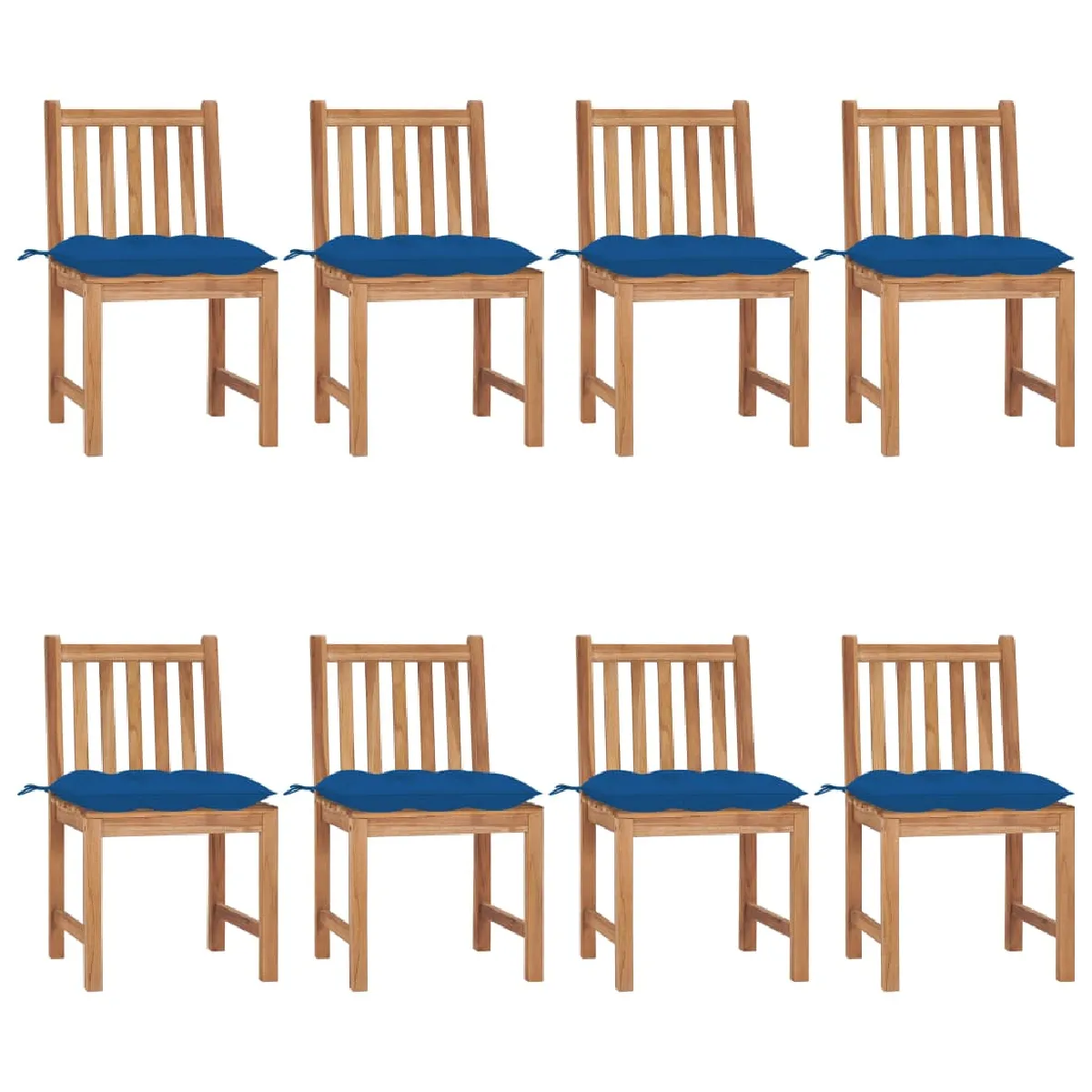 vidaXL Chaises de jardin avec coussins - Lot de 8 - Bois de teck