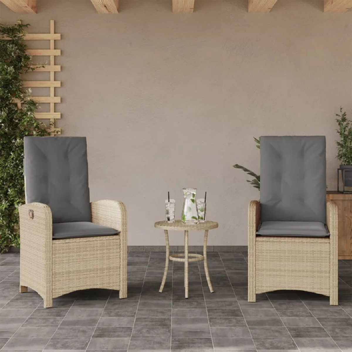 vidaXL Chaises inclinables jardin Résine Lot de 2 - vue 2