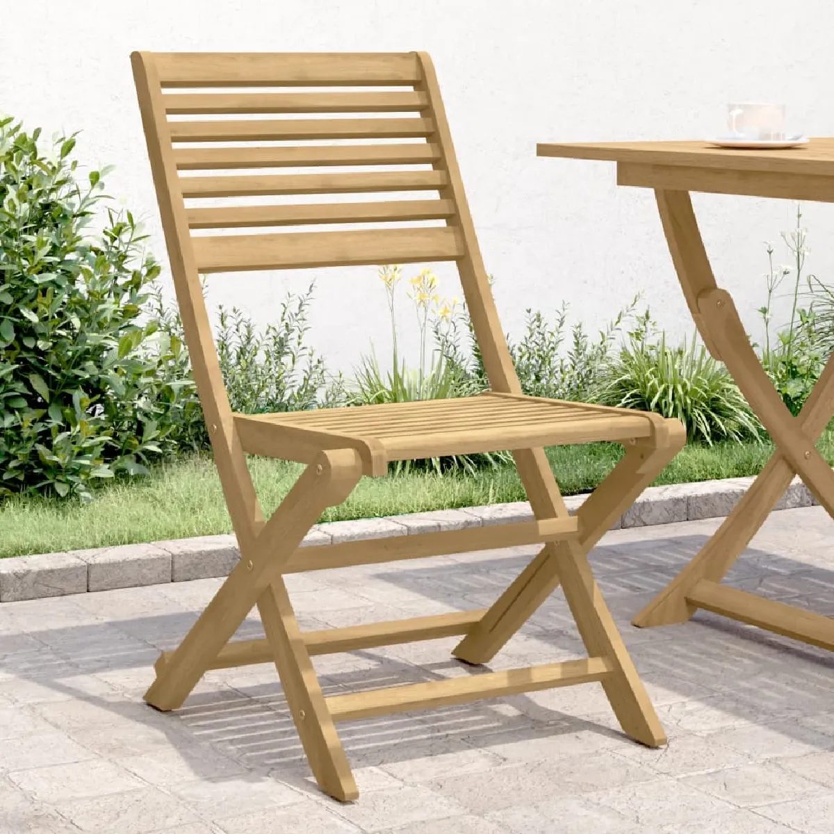 vidaXL Chaises pliables de jardin lot de 8 bois massif d'acacia chaise de jardin en bois chaise pliable meuble 3214229 - vue 5