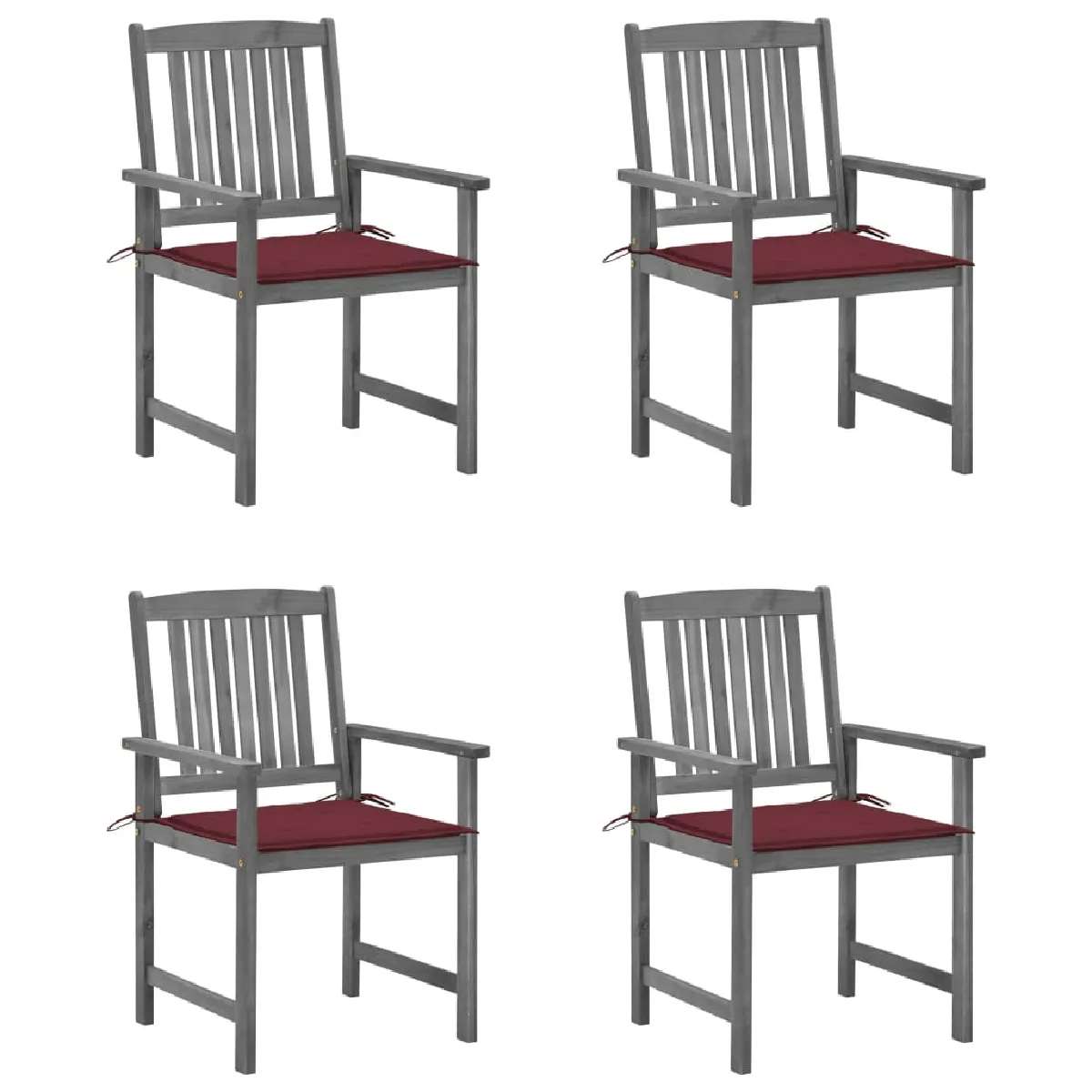 vidaXL Chaises avec coussins Acacia