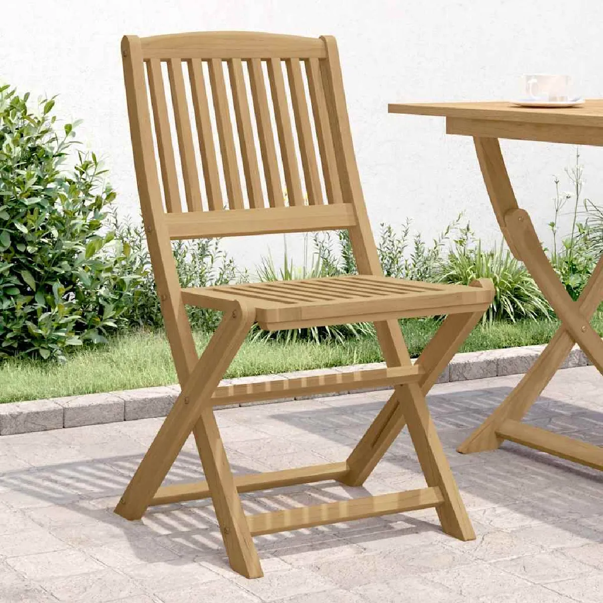 vidaXL Chaises pliables de jardin lot de 8 bois massif d'acacia chaise de jardin en bois chaise pliable meuble 3214229 - vue 2