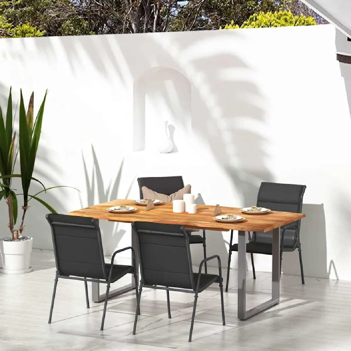 vidaXL - Chaises de jardin - Ensemble de 4 - Noir - Image 2