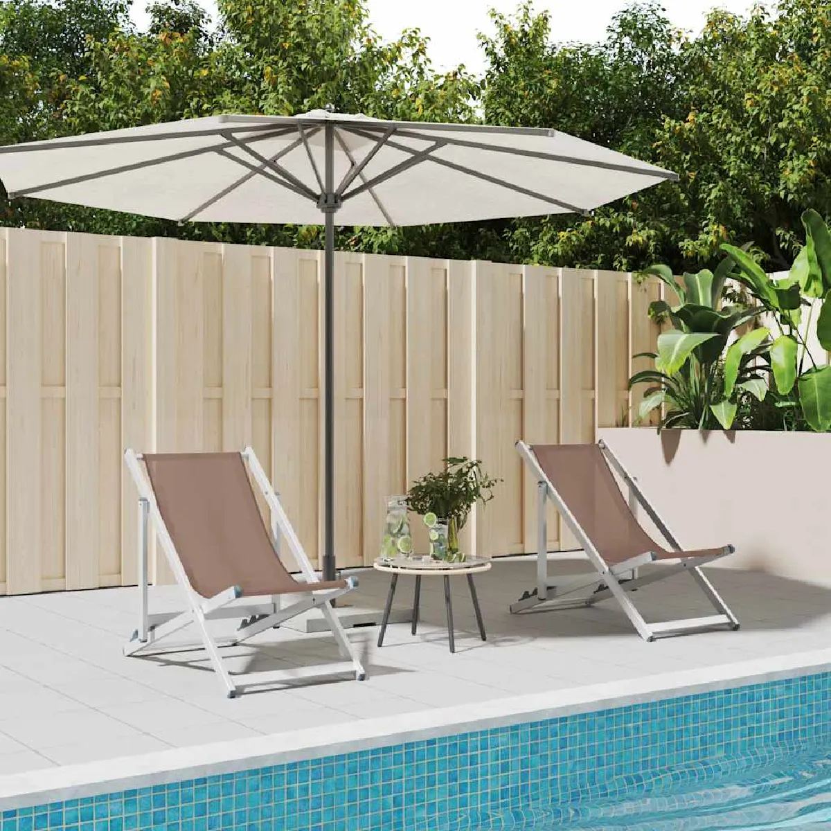 vidaXL Chaises de plage pliantes - Lot de 2 - Marron