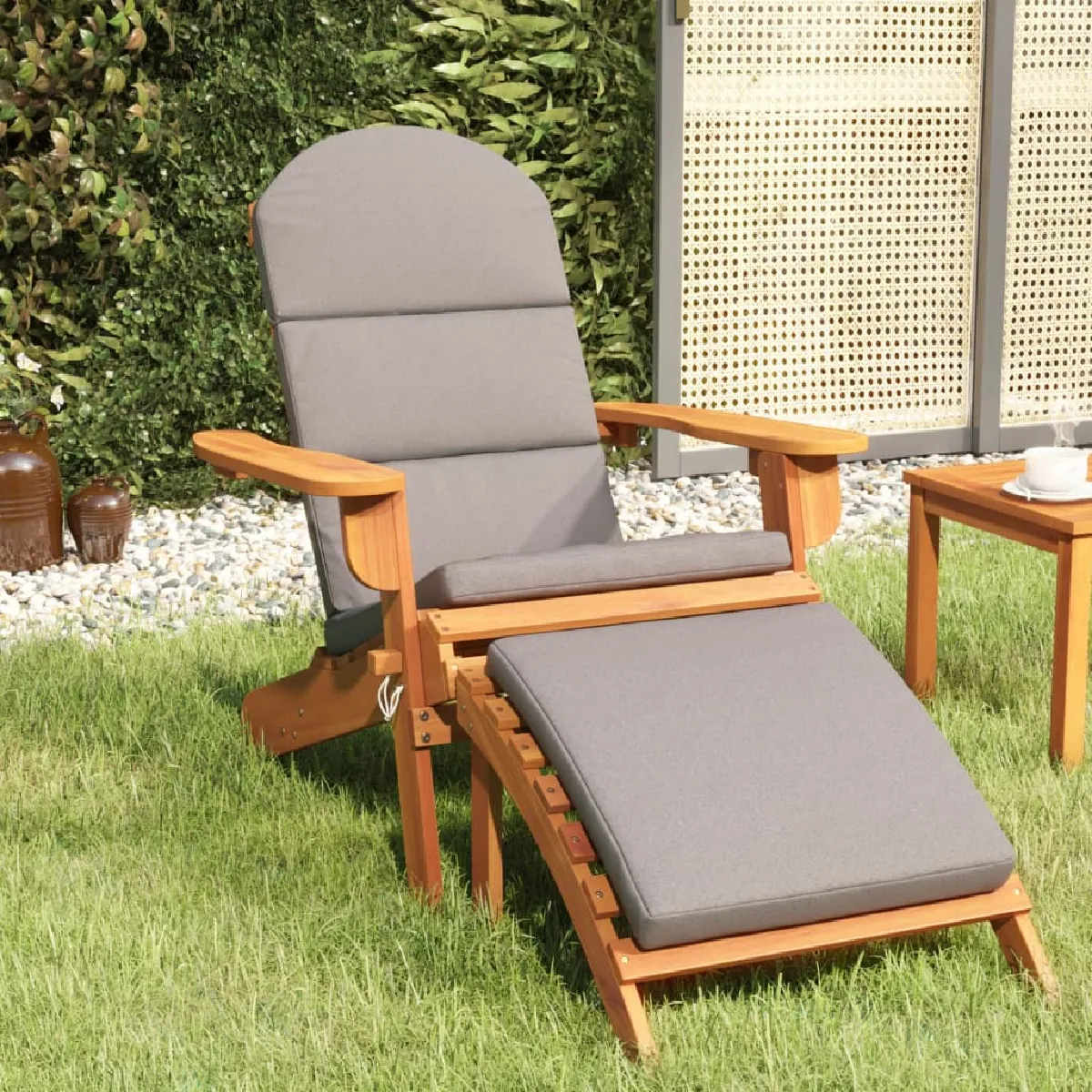 vidaXL Chaise Adirondack et repose pieds Acacia massif - vue 1
