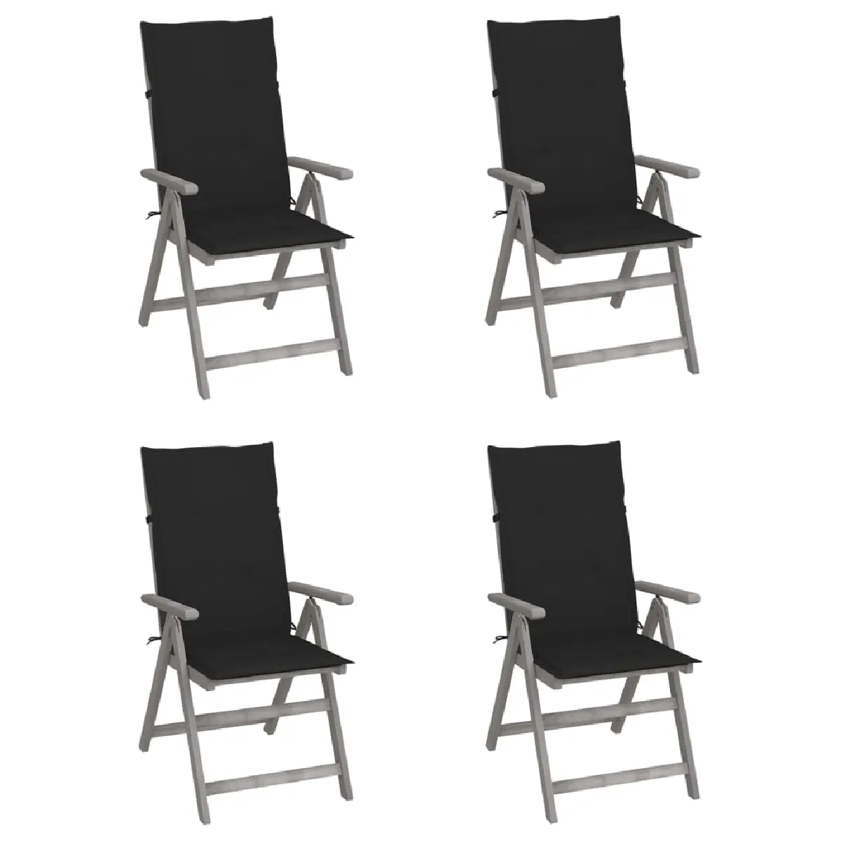 vidaXL Chaises inclinables de jardin lot de 4 avec coussins