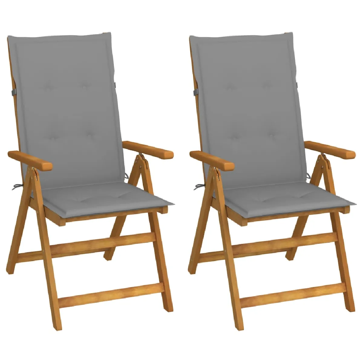 VIDAXL Chaises inclinables de jardin avec coussins Bois d'acacia - vue 5