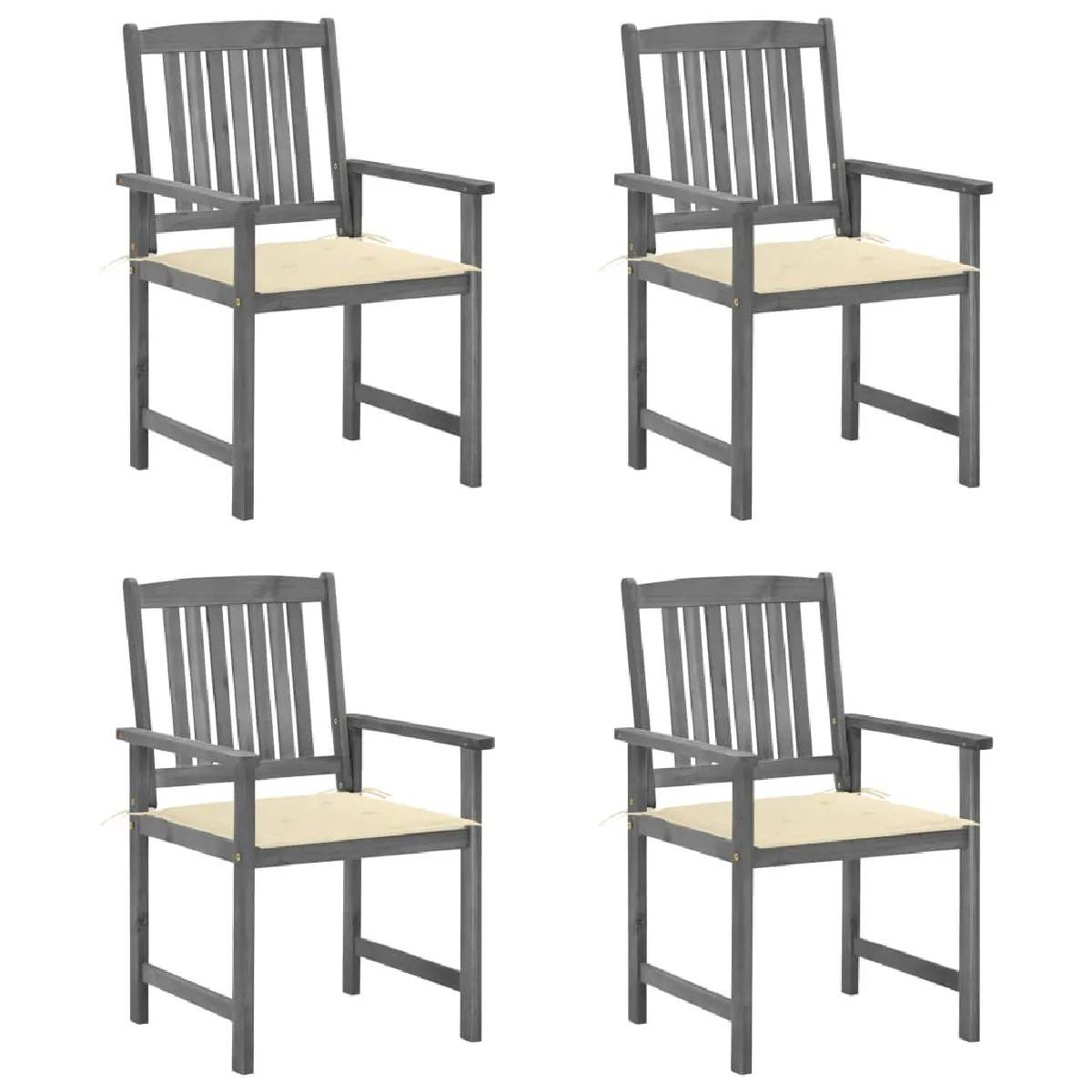 vidaXL Chaises de jardin Bois d'acacia Lot de 3 - vue 5