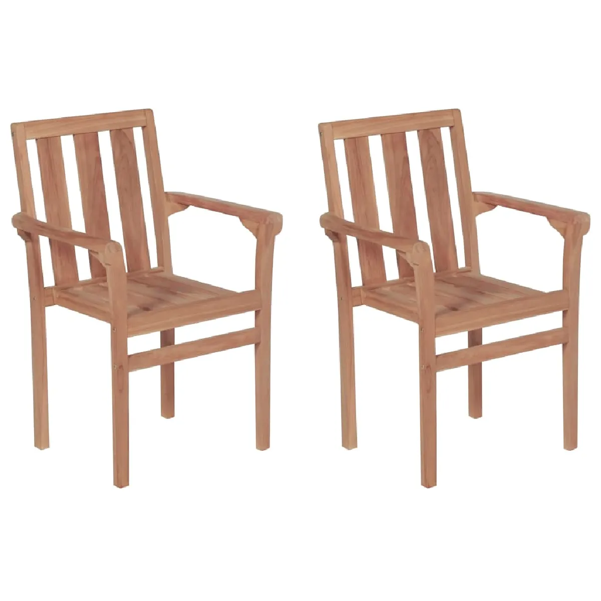 vidaXL Chaises de jardin empilables Bois de teck massif Lot de 2