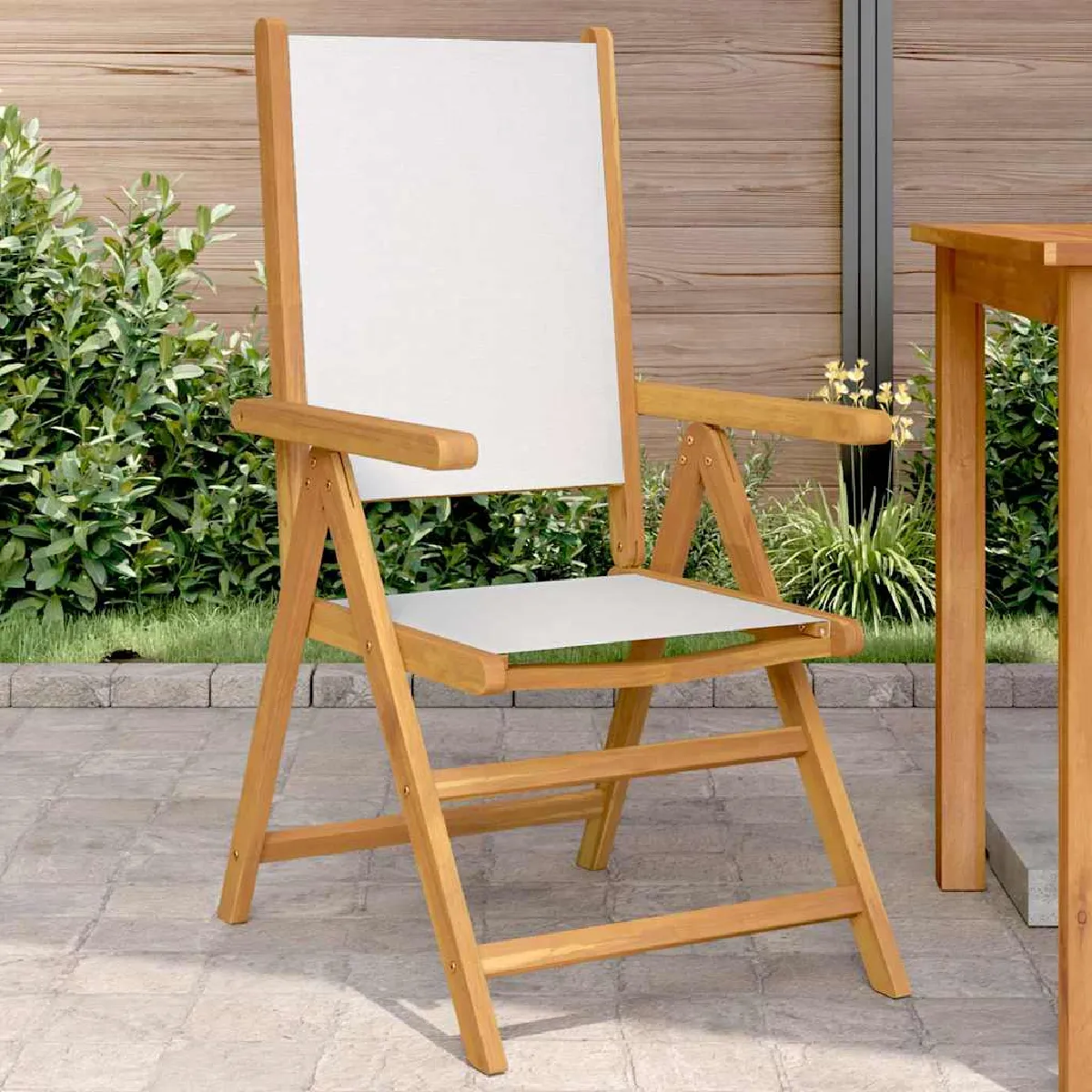 vidaXL - Lot de 2 Chaises de Jardin - Bois d'Acacia Massif - Pliable - Blanc - Image 3