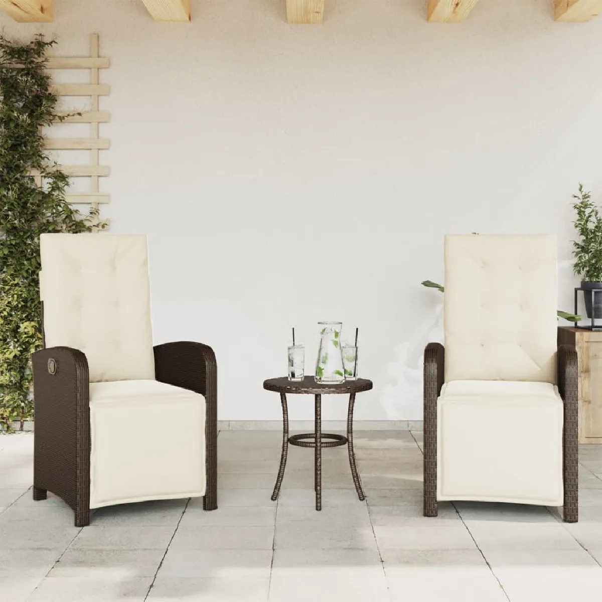 vidaXL Chaises inclinables de jardin lot de 2 avec repose pied