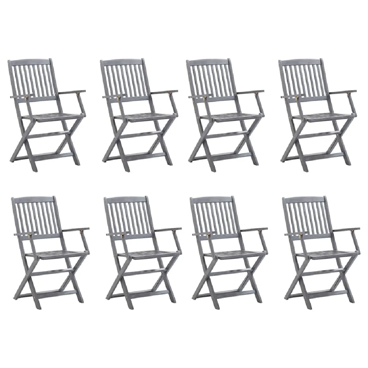 vidaXL Chaises pliables avec coussins lot de 8 Acacia