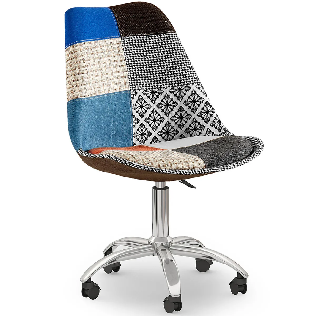 Chaise de Bureau Pivotante - Tissu Patchwork - Pixi Multicolore