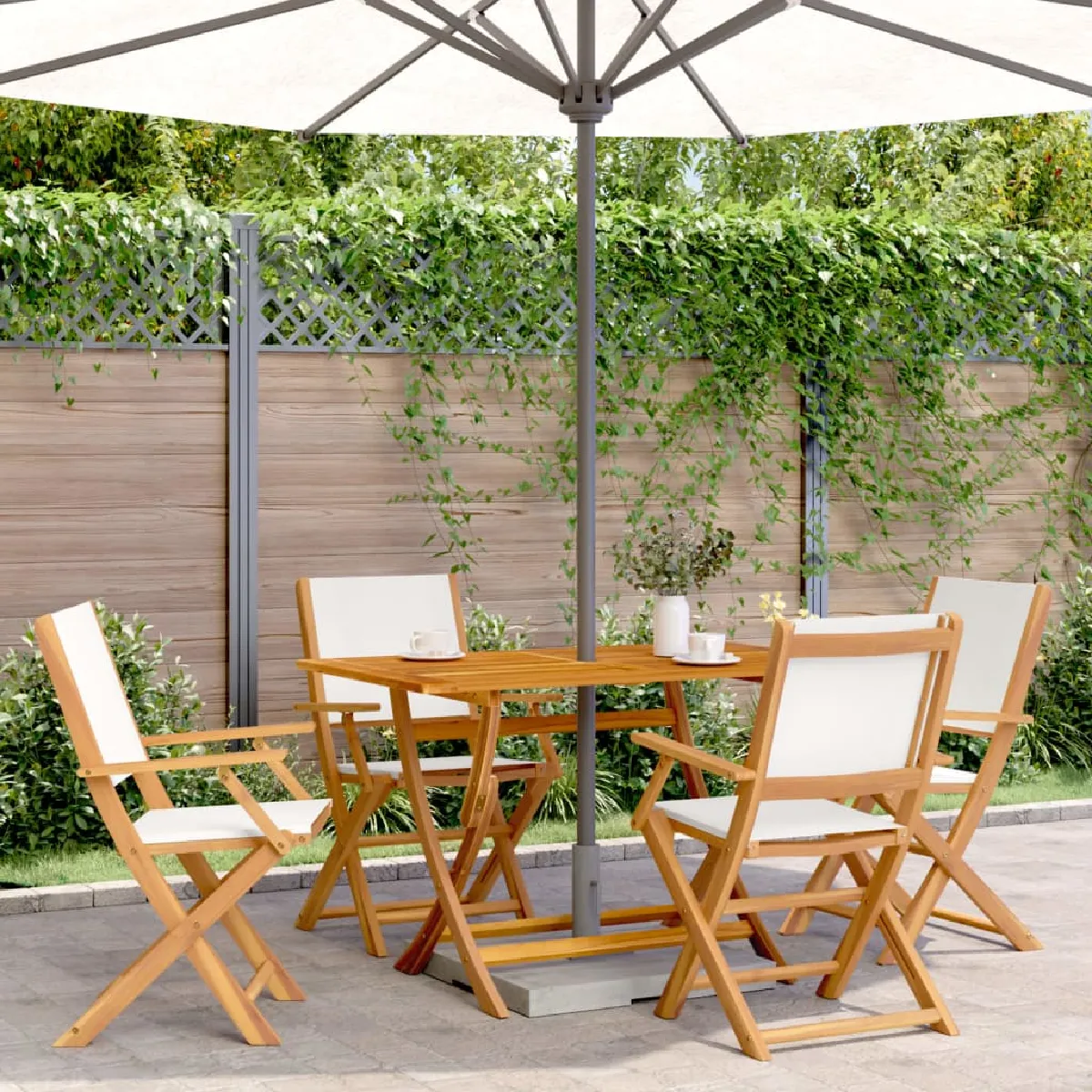 vidaXL Chaises de jardin pliantes tissu et bois