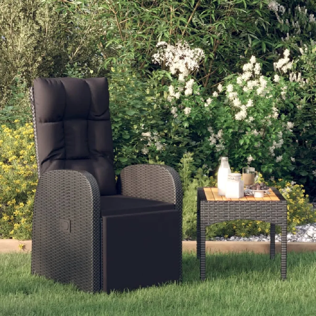 vidaXL Chaise inclinable de jardin Résine tressée