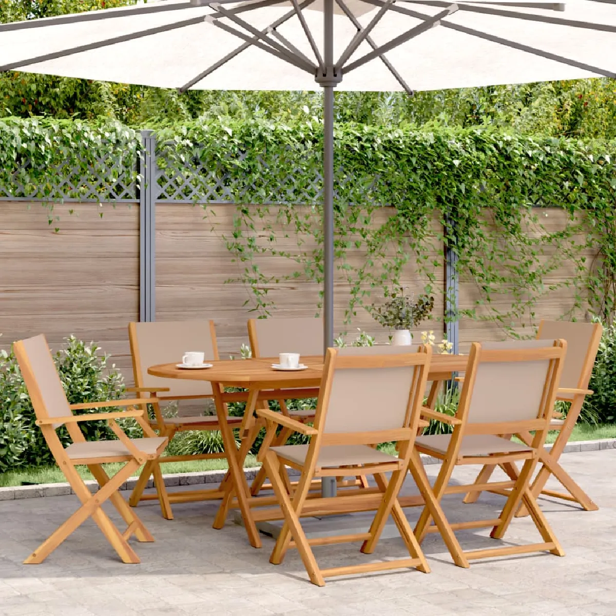 vidaXL Chaises pliantes Tissu et bois massif - vue 2